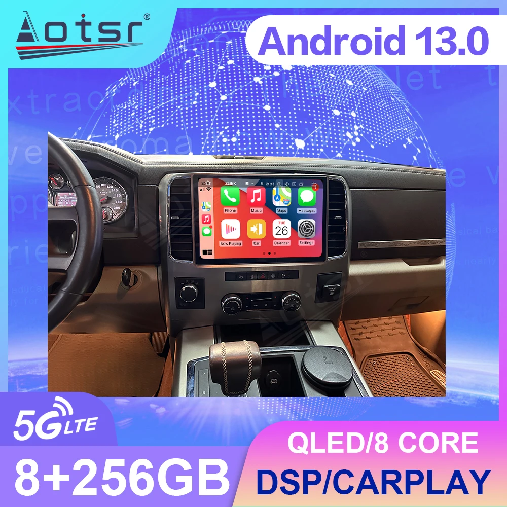 

13.1 Inch Touch Screen Car Radio Android 13 For Dodge Ram 2008-2012 Multimedia Wireless Carplay GPS Navigation DSP Head Unit