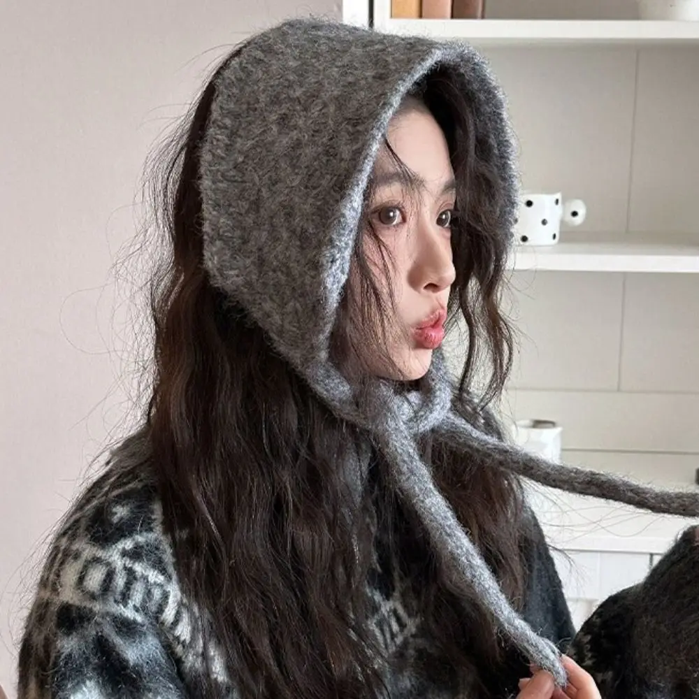 Personality Thickening Wool Strappy Ear Muff Solid Color Windproof Earlap Warmer Keep Warm Handmade Ear Protection Strap Autumn