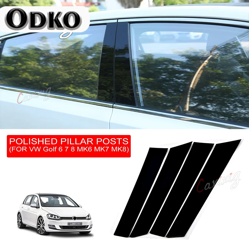 Polished Pillar Posts For Volkswagen VW Golf 6 7 8 MK6 MK7 MK8 Door Pillars Post Trim Car Window B-Pillars Decorative Sticker