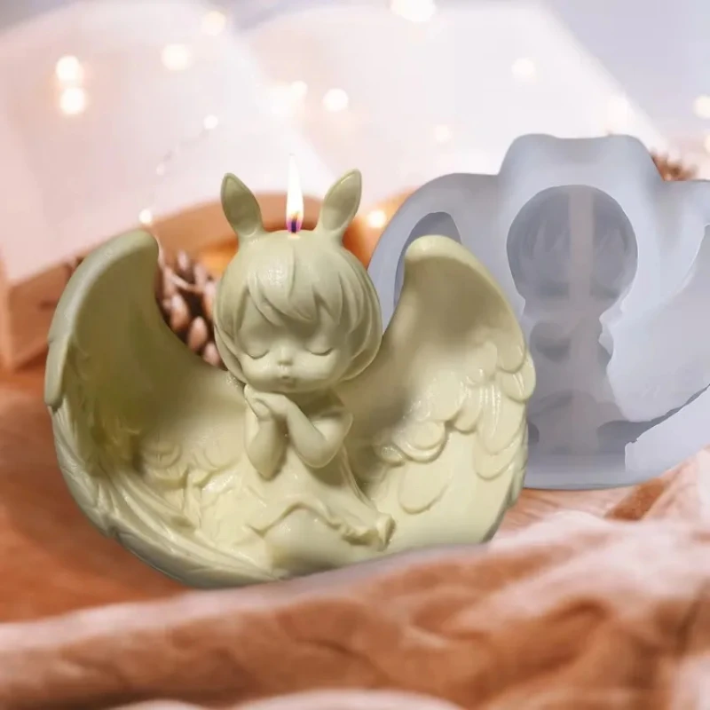 DIY Candle Making Kit Silicone Mold For Wing Girl - Christmas Angel Princess Jewelry Making Cake Decoration Home Decor Accessory