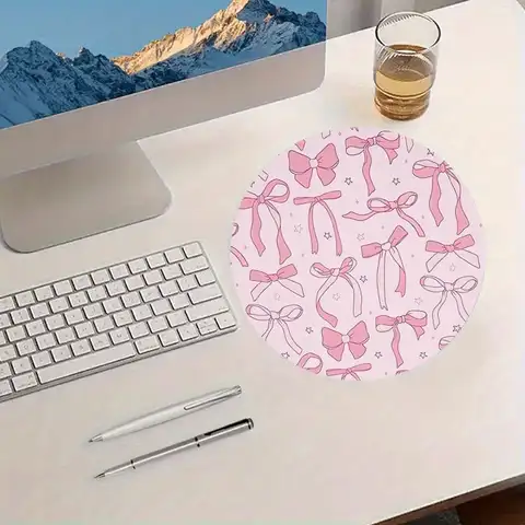 Rosa rosett musmatta rund halkfri gummidator skrivbordsmatta tillbehör kontorsmusmatta lekmatta skrivbordsunderlägg 8 best sales rund musmatta - №6