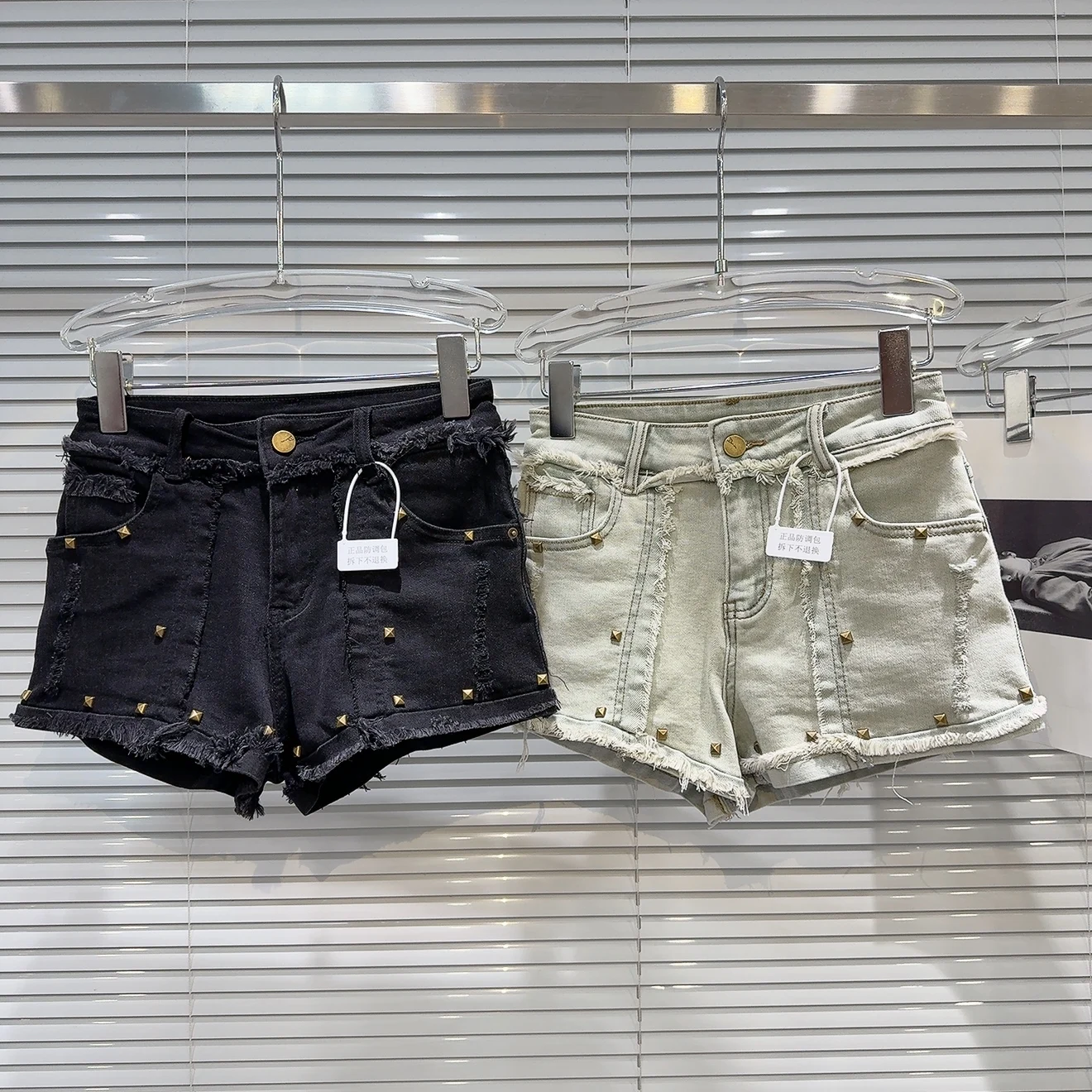 

Джинсы с заклепками в стиле ретро, повседневная свободная посадка, летняя модная джинсовая юбка длиной до футболки