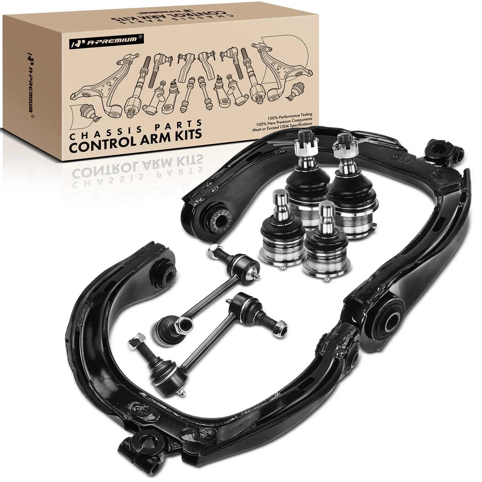 A-Premium 8x Front & Rear Control Arm Kit for GMC Envoy 2002-2009 Envoy XL 2002-2006 Saab 9-7x 2005-2009 Buick Rainier 2004-2007