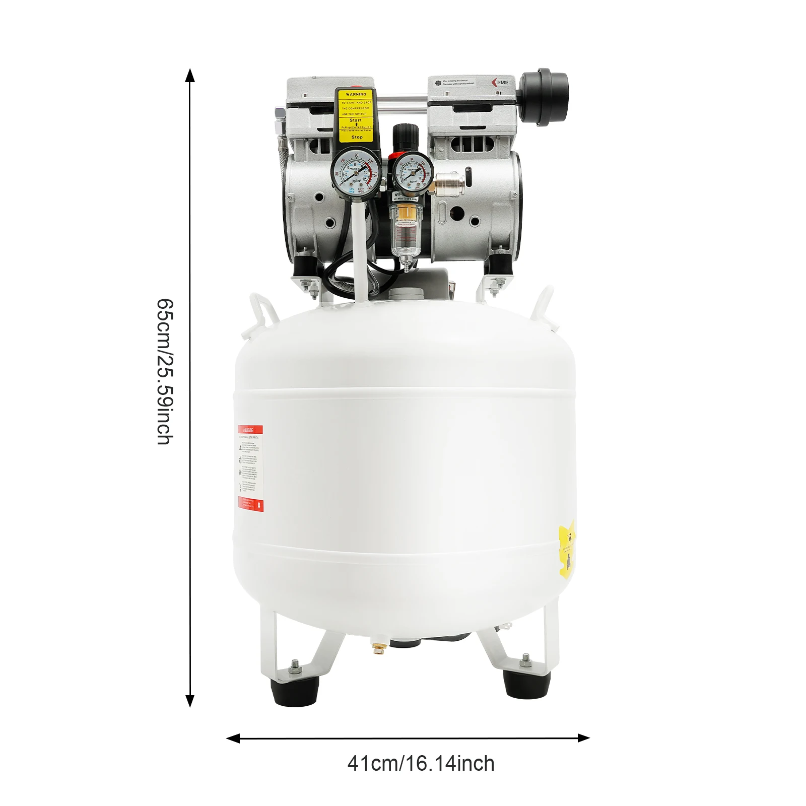 ضاغط الهواء مع مقياس ضغط كاتم الصوت لمرشح الهواء لتجربة طب الأسنان والجمال والبحث العلمي والمعدات الطبية
