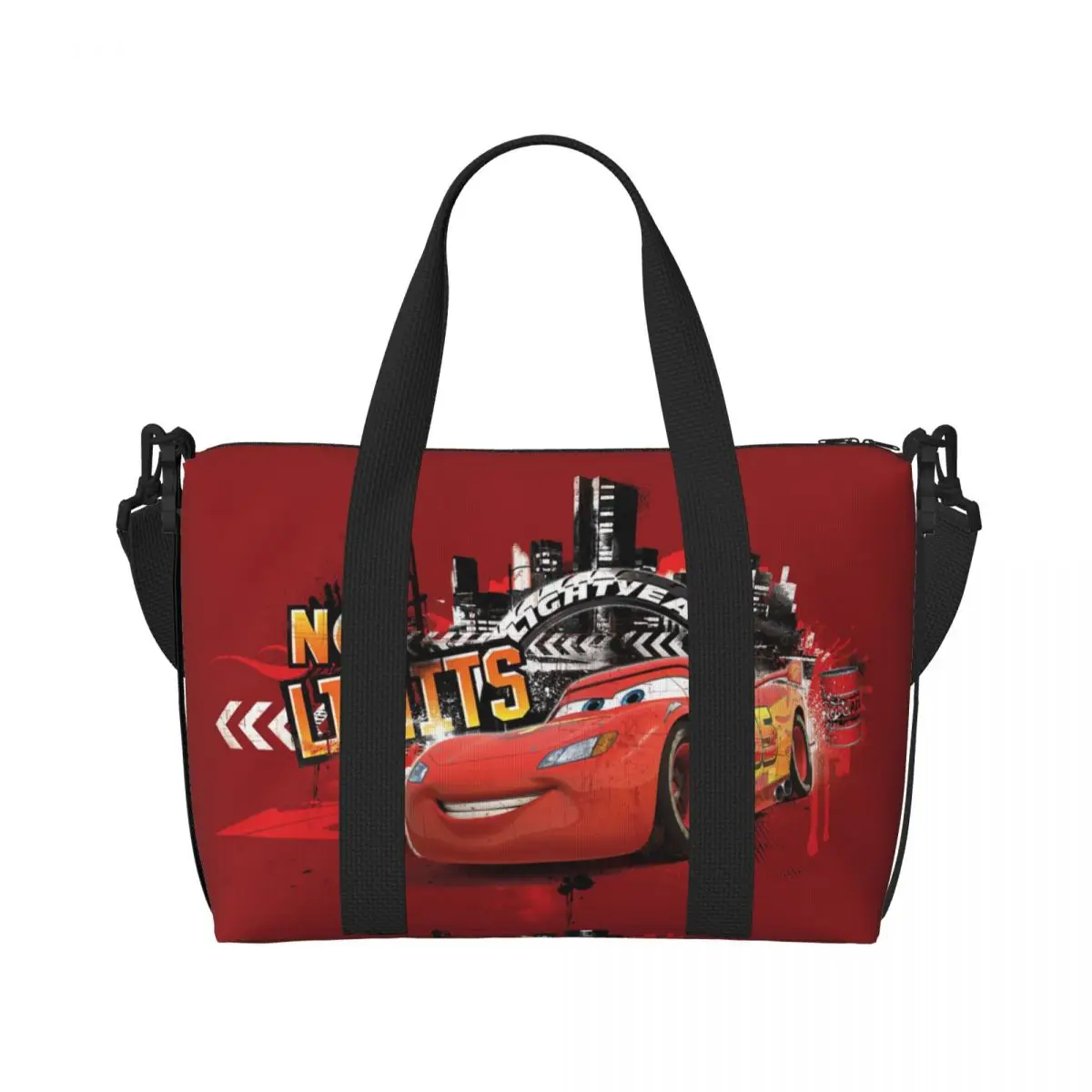 Custom Large Lighting McQueen Tote Bag Women Cars Shoulder Shopping Gym Beach Travel Bag