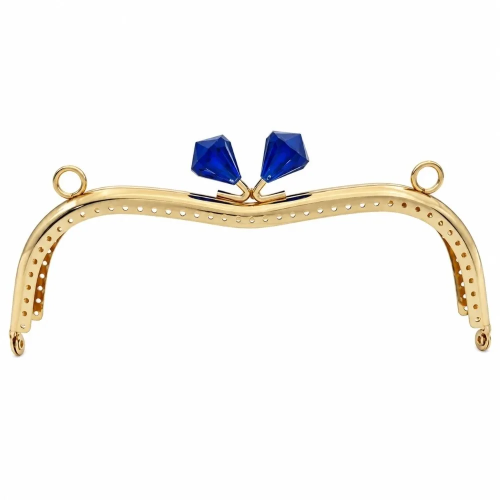 New Iron Metal Purse Frame Gold Arc Shape Kiss Clasp Rhinestone Head Bag Clasp Hand Sewing