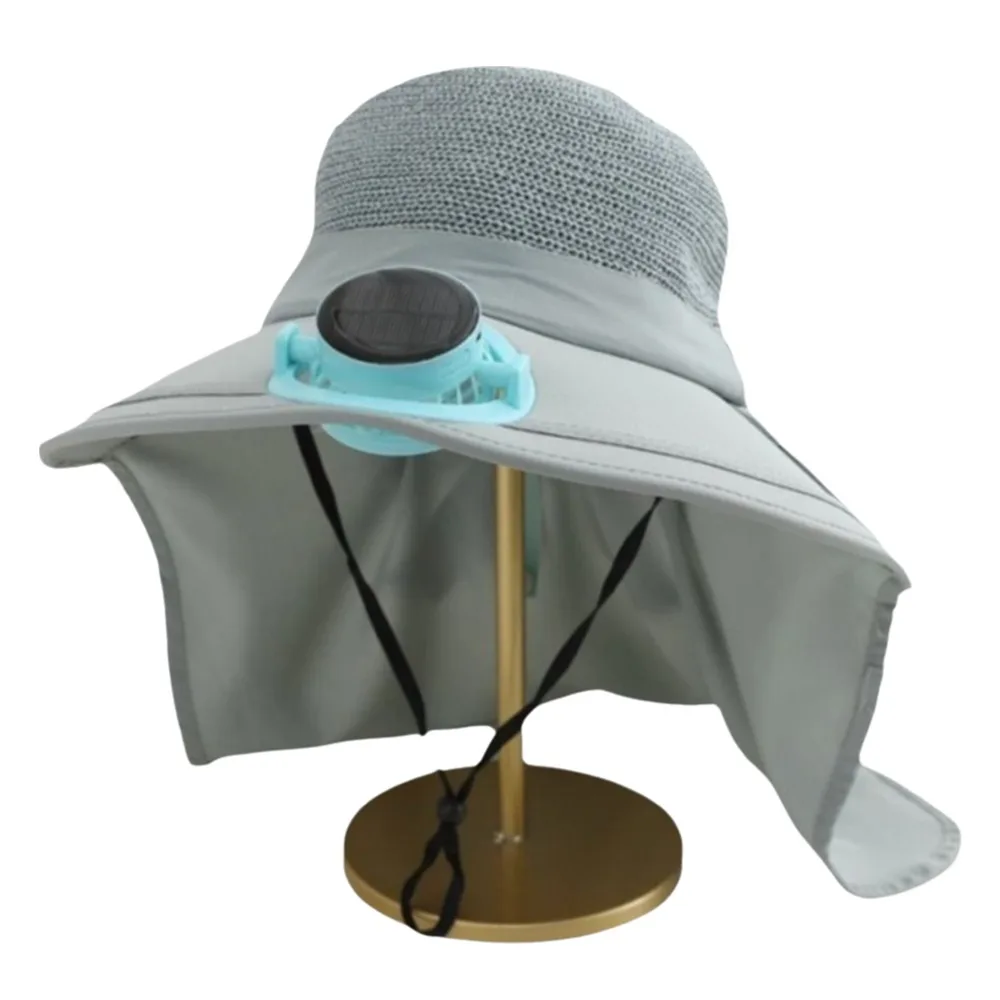 Anti-UV Solar Fan Cap USB Charging Breathable Cooling Fan Hat 300MA Current Floral Design Fisherman Hat Tea Picking