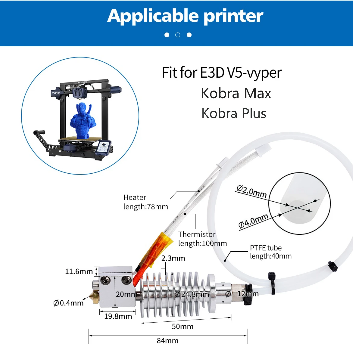 24V 40W V5 Hotend Kit Kobra Max Print Head 3D Printer Parts For Anycubic Vyper Kobra Max Kobra Plus 3D Printer J-Head Hot End