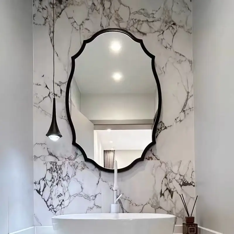 YFY French American medieval style bathroom mirror washbasin makeup European light luxury wall-mounted mirror smart