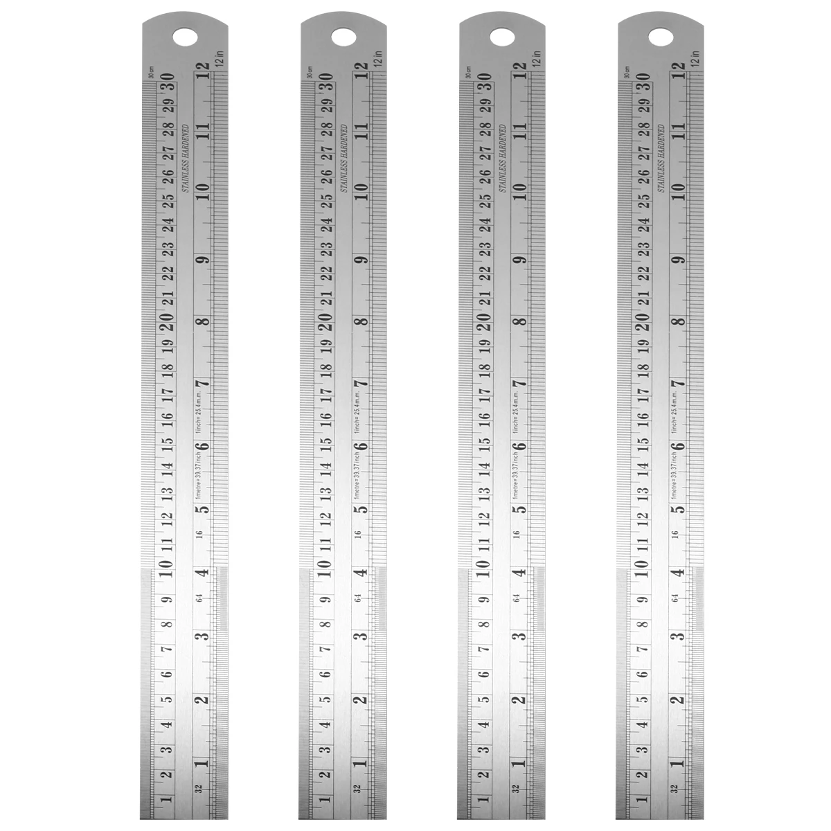 

4Pcs Stainless Steel Ruler Small Size Double Scale Measuring Tool for Kids Engineering Students School Supplies