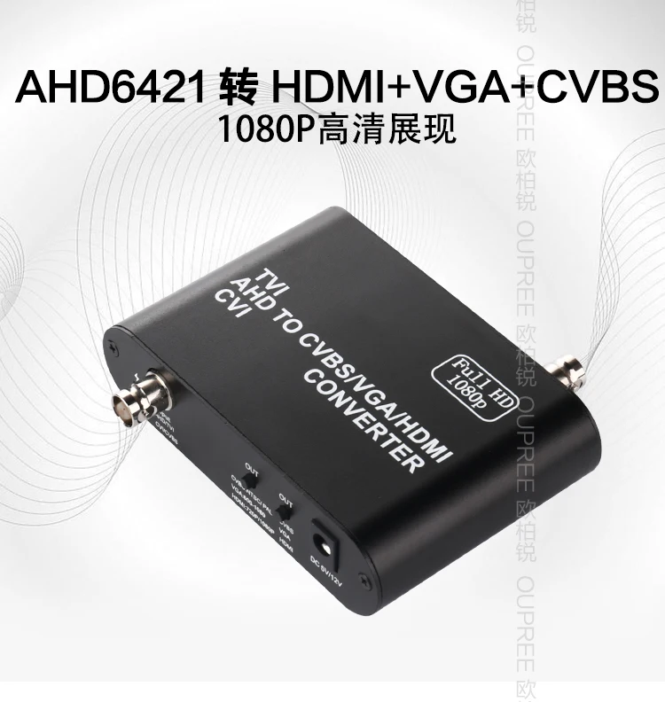 Convertidor de vídeo HD, seguridad NVR AHD/CVBS/TVI/CVI a VGA/HDMI analógico a Digital