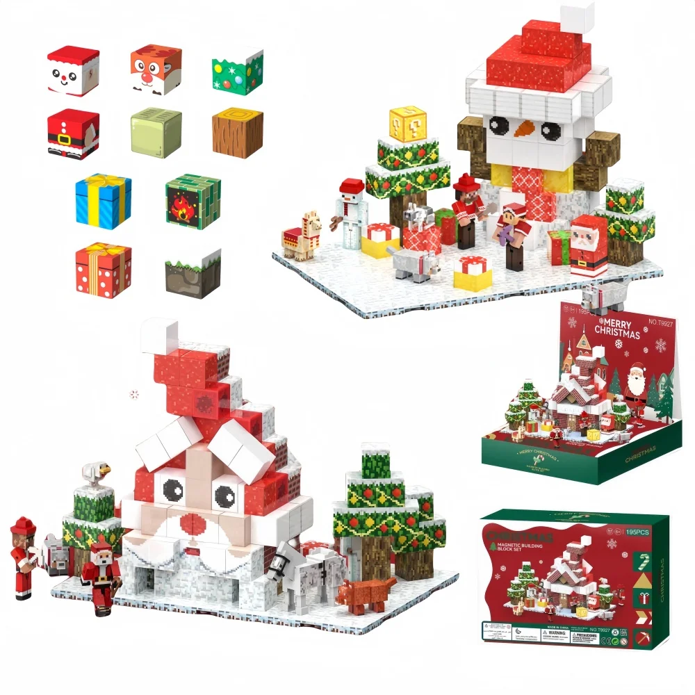 

2025 ​ Креативные рождественские магнитные плитки, строительные блоки, модель MOC, кирпичи, креативные игрушки, подарок STEM для детей, подарок на день рождения ​