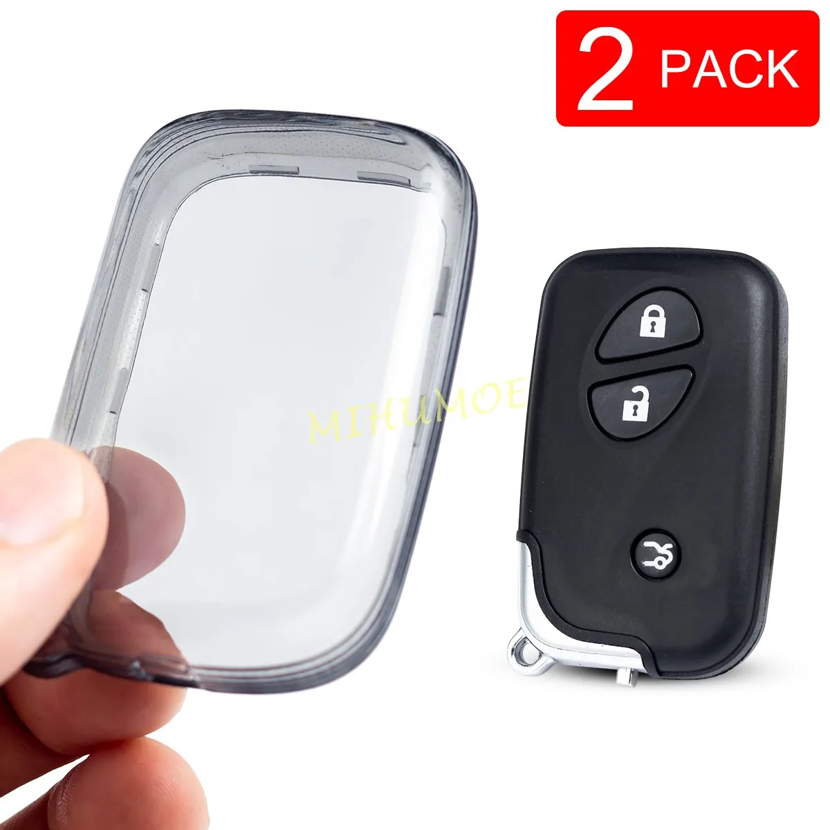 

2Pcs Black/Clear Transparent Car Key Case Cover For CT200H GS430 ES350 GS350 RX350 LX570 IS350 IS250 GX400 GX460 LS460 2010 2011