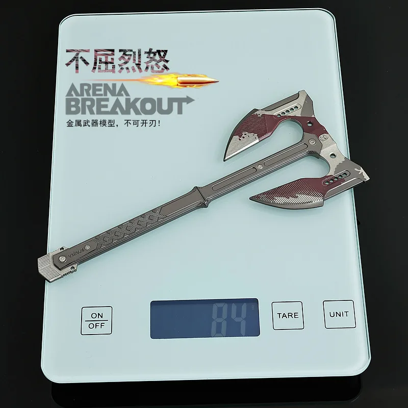 Arena Breakout Unyielding Fury Bijl 18 cm Volledig Metalen Sleutelhanger Ornament Schooltas Hanger Jongen Gift Cool Wapen Model Samurai Zwaard