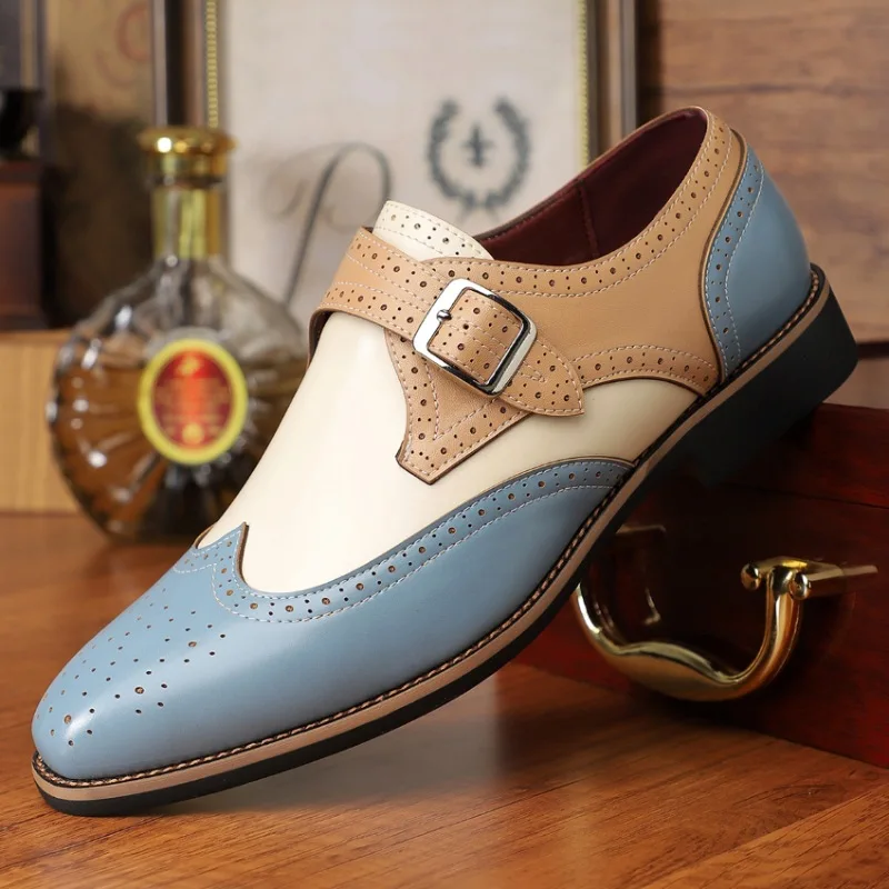 

Spring and Summer Men's Business Dress Casual Leather Shoes Carved Leather Shoes Large Size Fashion Versatile Men's Shoes