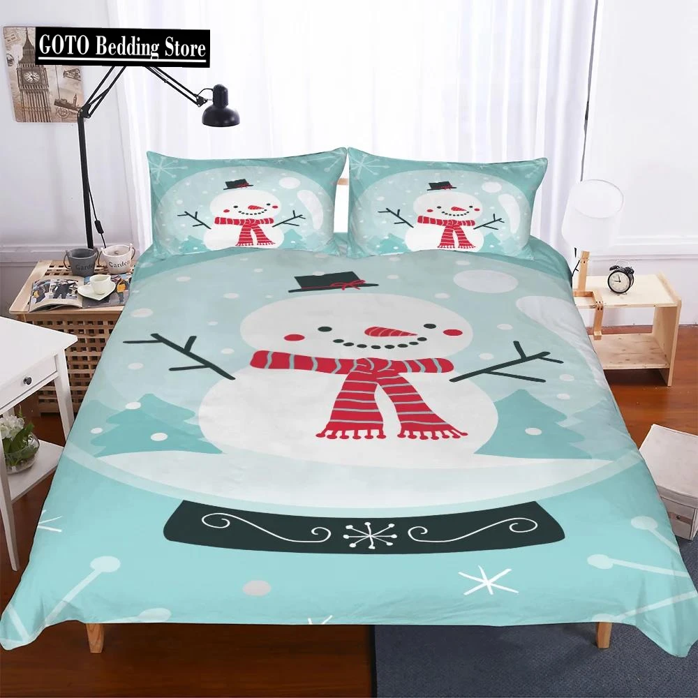 

Hot Cartoon Merry Christmas Duvet Cover Sets Bedding Set Queen Size Snowman Single Double Super King Bedclothes 100% polyester