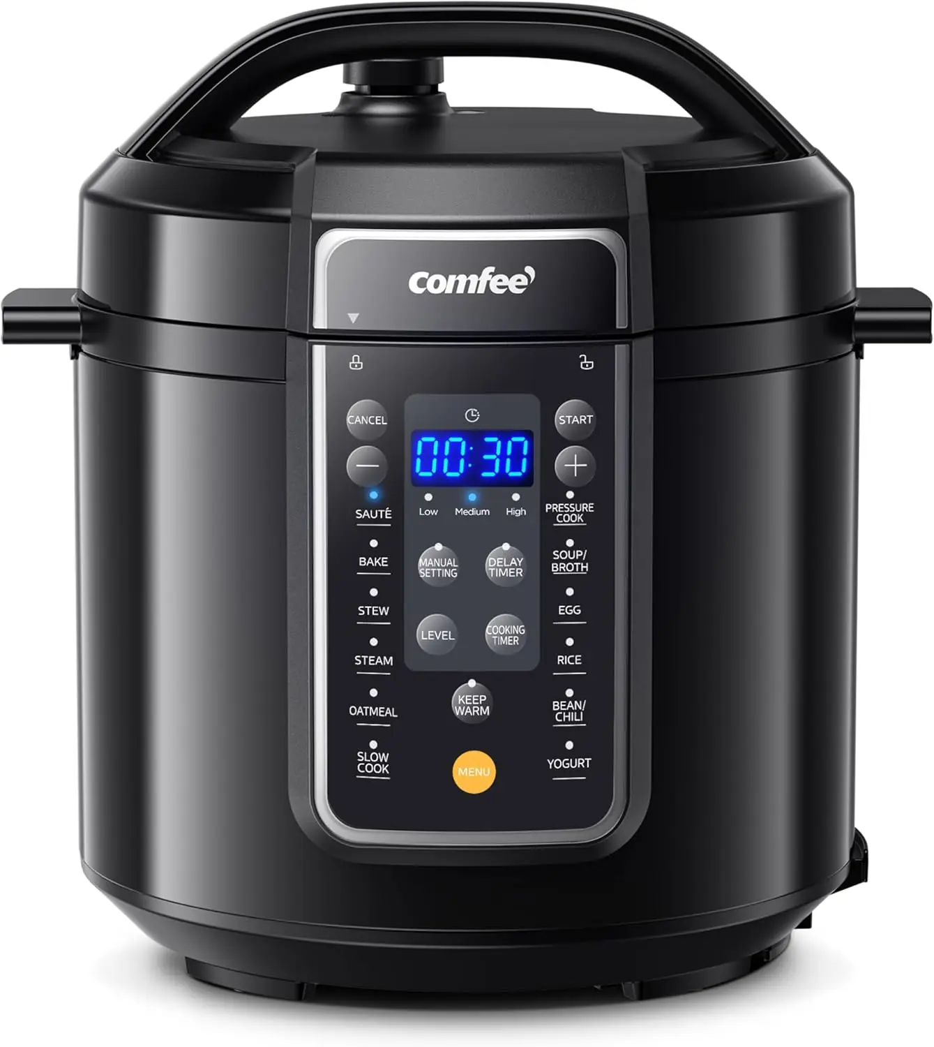 

9-in-1 Electric Pressure Cooker with 14 Presets, Slow Cooker, Rice Pot, Steamer, Yogurt Maker, Non-Stick Black 6 Quarts