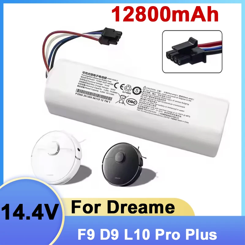 14.4V 12800mAh Li-Ion Replacement Battery for Dreame D9 F9 L10, D9 Pro, D9 MAX, D10 Plus, D10s, L10s Ultra Series Vacuum Cleaner