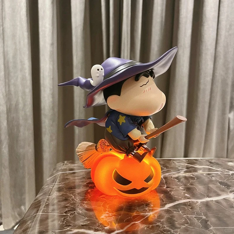 Kawaii Crayon Shin Chan Shin-Love Halloween Wizard Pumpkin Cosme Glowing Action Figure Cute Doll Toy Decoration Halloween Gifts