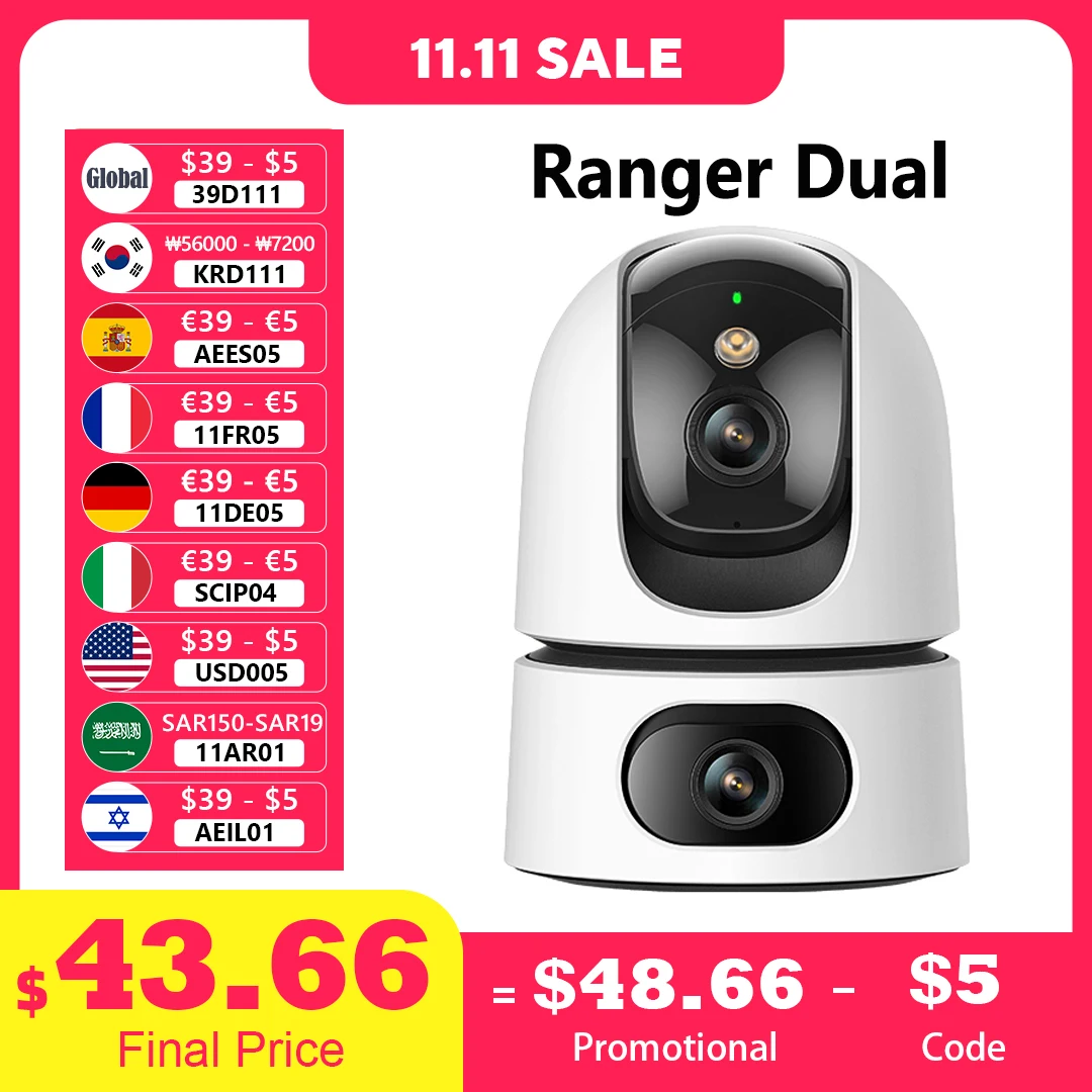 IMOU Ranger Dual 8MP 6MP Smart Full-color Night Vision WiFi Camera Human&Pet Detection Two-Way Talk Home Security Surveillance