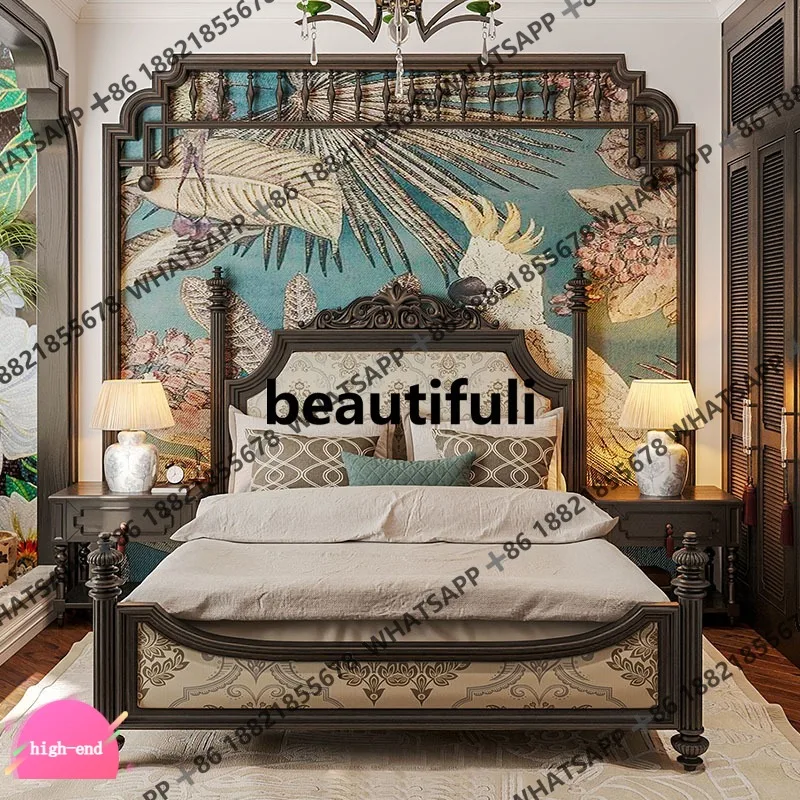 

Кровать из массива дерева, элитная вилла, свадебная кровать, спальня, резная двуспальная кровать