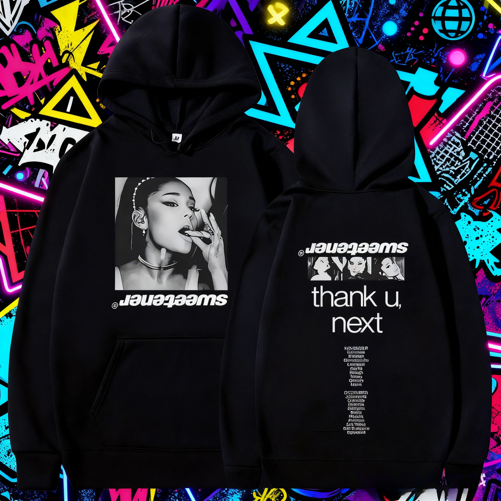 أريانا غراندي Jauataams جولة حول العالم 2025 هوديي الرجال والنساء ريترو موضة الخريف/الشتاء مطبوعة 100% قلنسوة من القطن الخالص