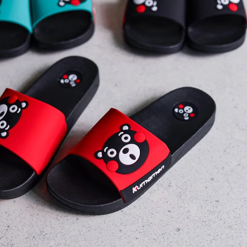 Verão arco kumamon sapatos chinelos moda feminina anti-derrapante casa de banho interior e exterior wear praia lazer