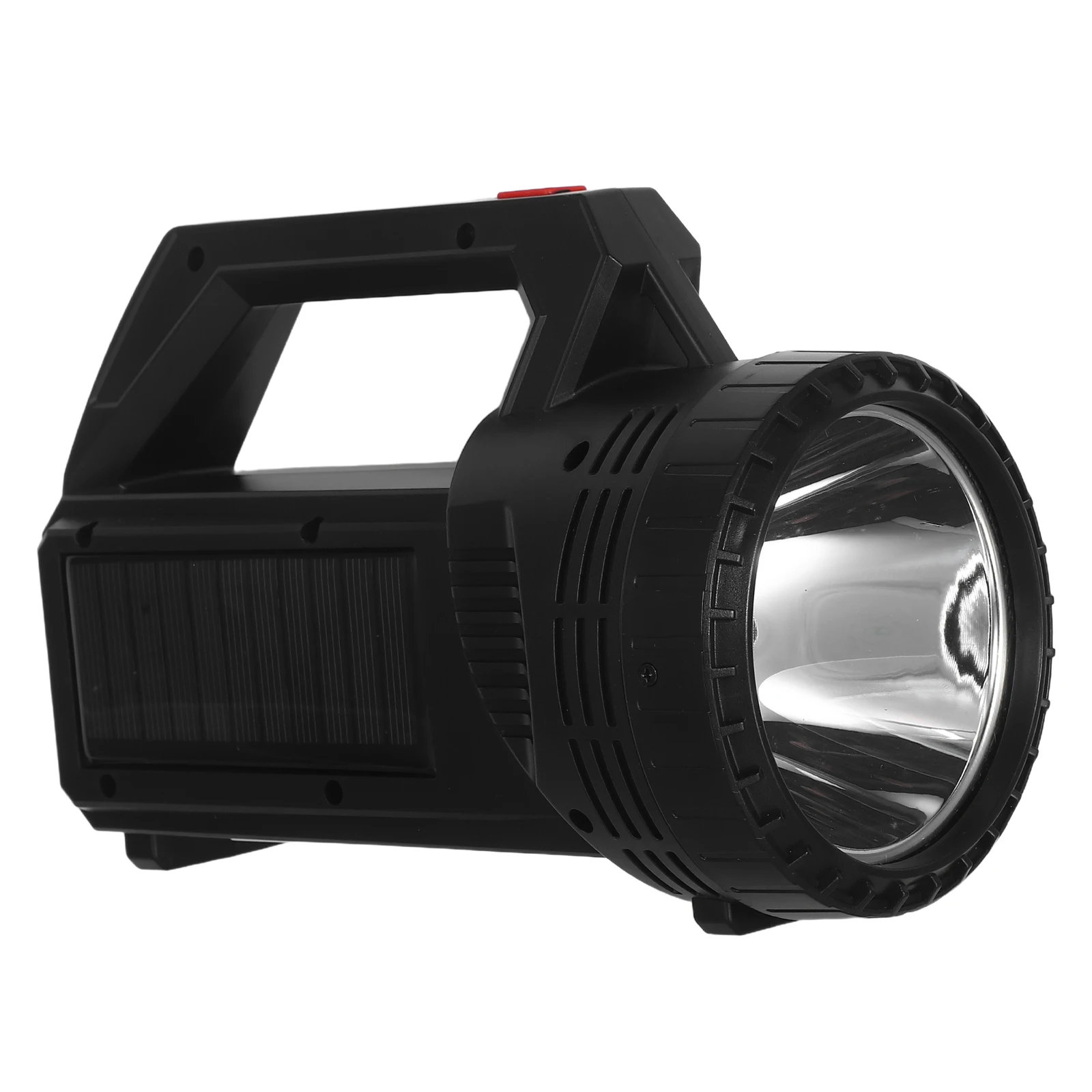 

Solar Powered Rechargeable Flashlight LED Spotlight Waterproof Handheld Torch for Outdoor Camping Hiking Emergency Use Black