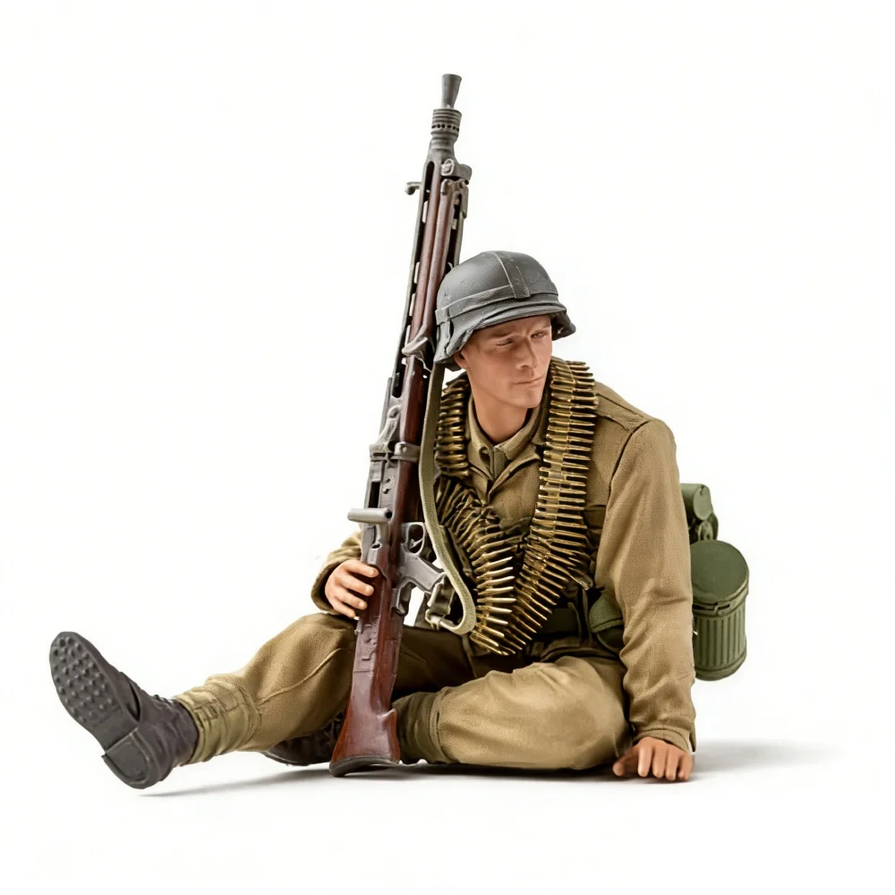 

Resin Model High Quality Unpainted Soldier Assembly Kit WWII Infantry MG42 Gunner Model Micro Miniature Sculpture Collection