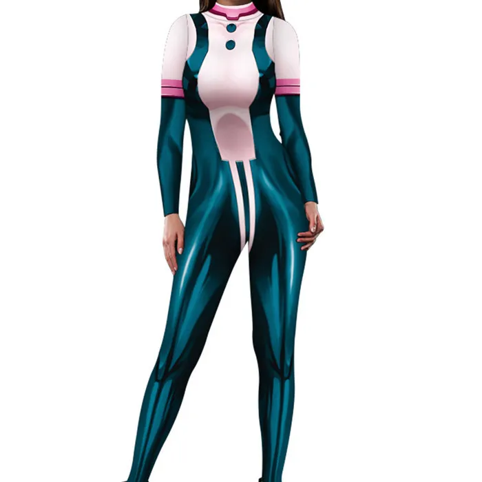 Anime Asui Tsuyu Jumpsuit Cosplay Costumes OCHACO URARAKA Halloween Fancy Bodysuits For Women Lady Girls