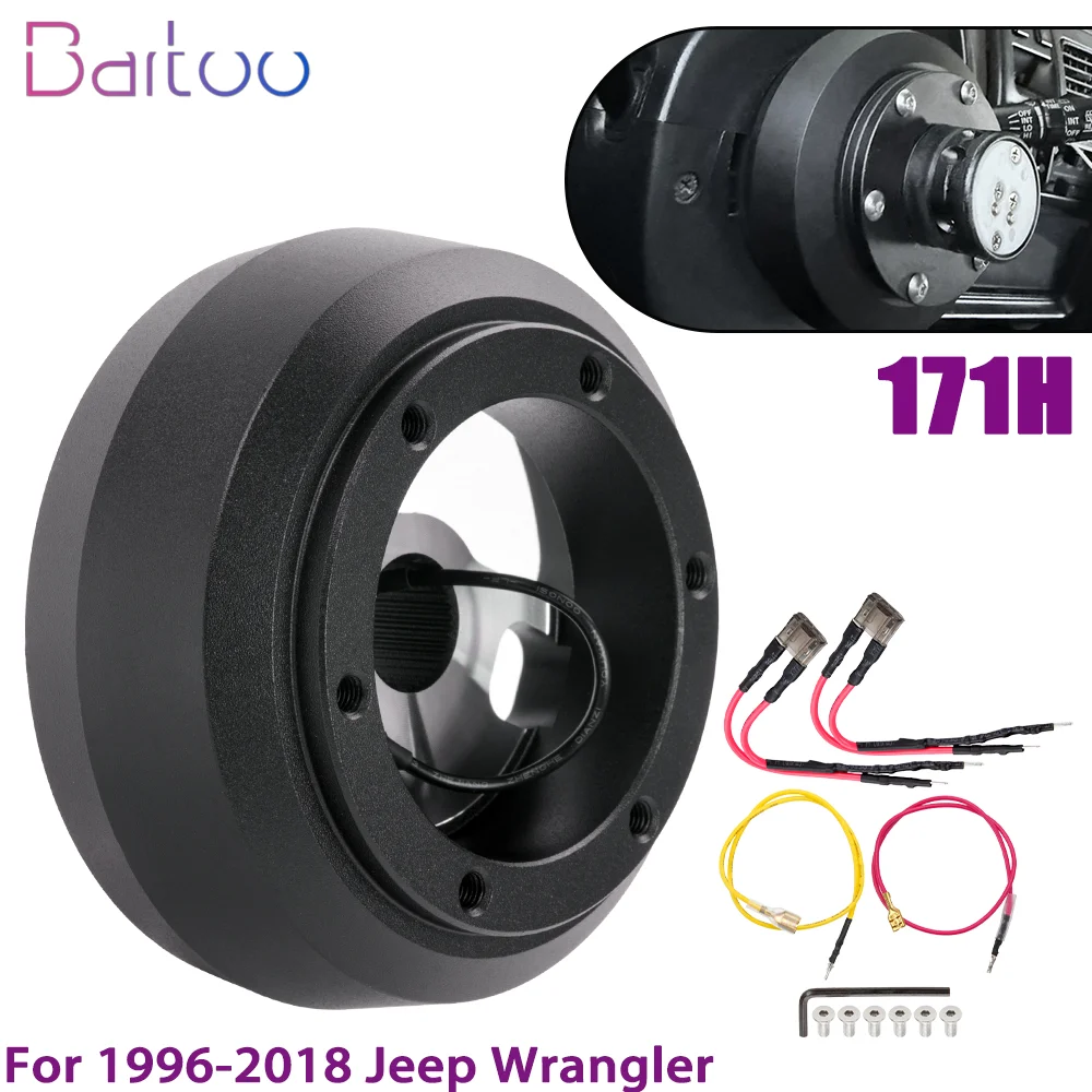 

Bartoo-Steering Wheel 6 Bolt 171H Short Hub Adapter Compatible With 96-06 Jeep Wrangler TJ 07-18 Jeep Wrangler JK QR066