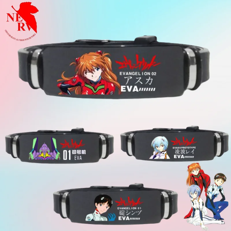Creativo Neon Genesis Evangelion Asuka Ikari Shinji Ayanami Rei Lindo Anime Patrón de Dibujos Animados Pulsera de Moda para Hombres y Mujeres