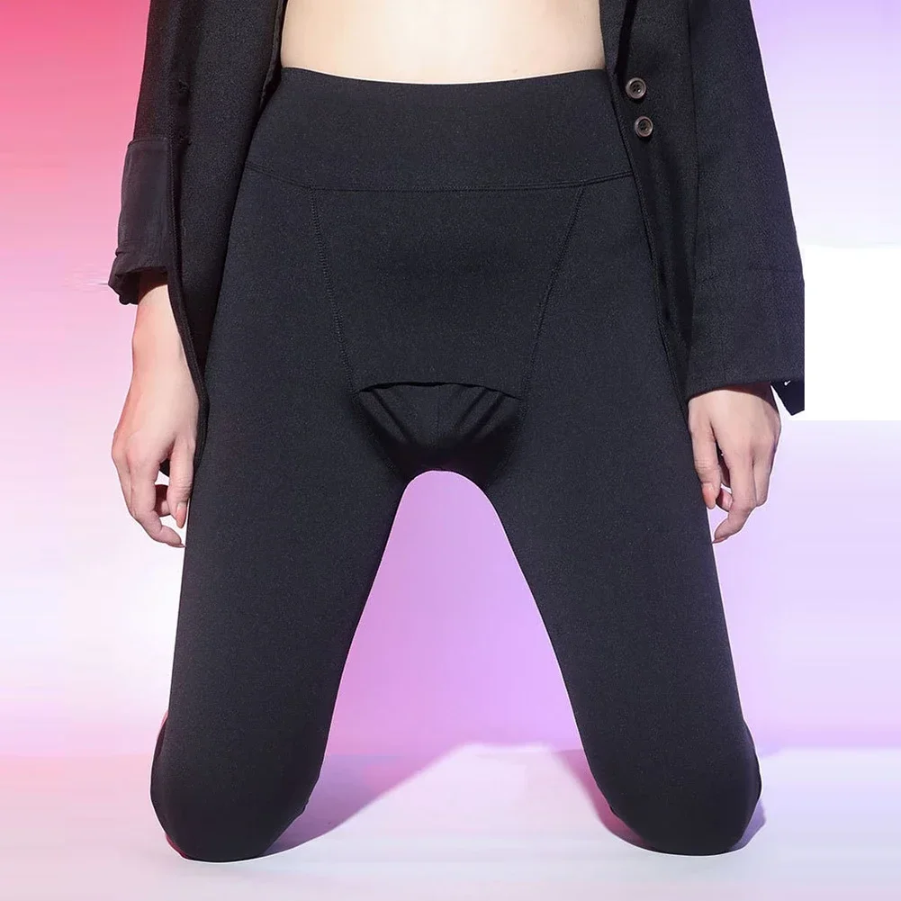 

Pouch Pants Leggings High Waisted Hip Lift Leggings Slim Fit Underwear Warm Shaping Trousers Widely Applicable