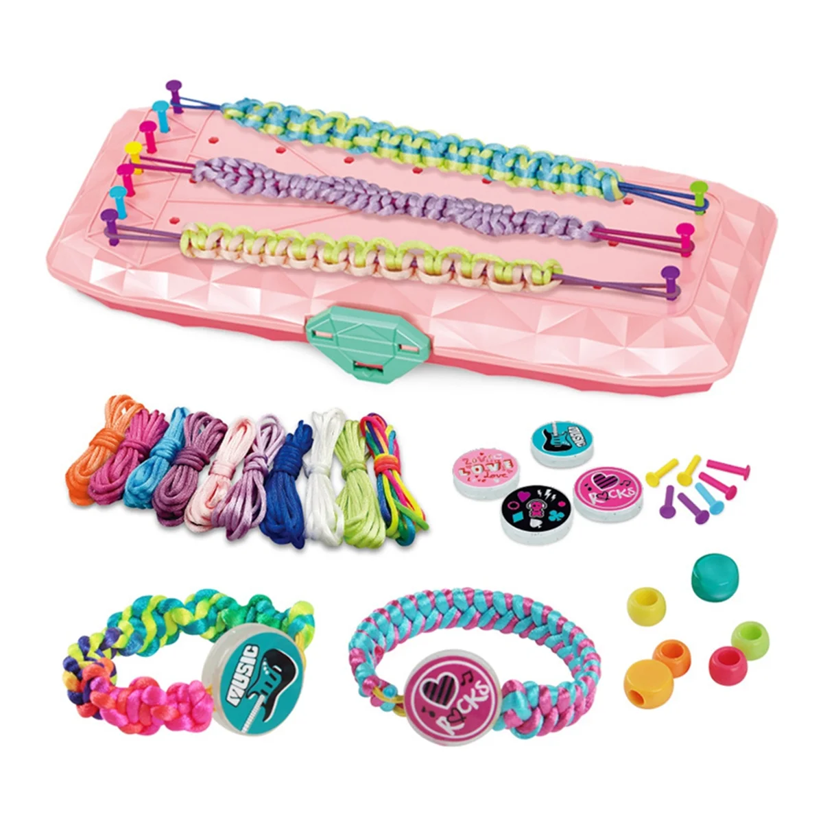 DIY Friendship Bracelet String Making Kit, Toys Gift for Girls, Bracelets Crafts Jewelry Loom Maker Toys with Beads