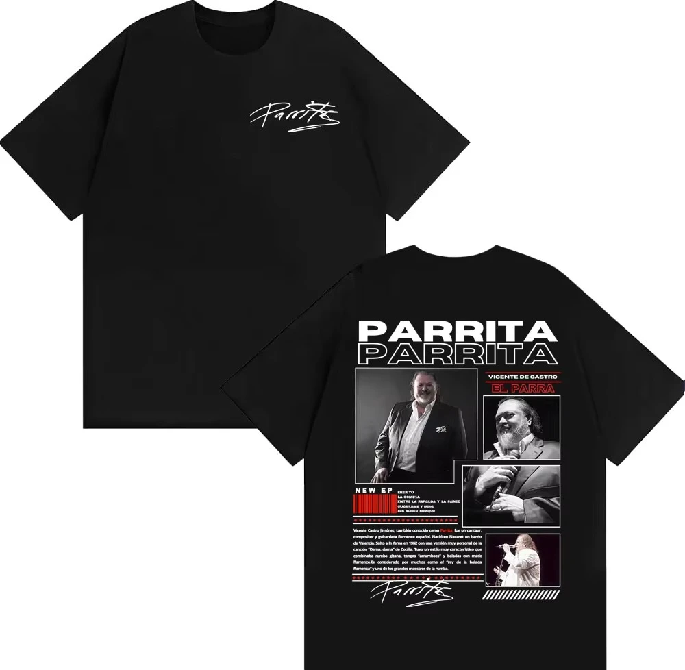 Camisetas de la gira 2026 del álbum de Parrita Vicente De Castro, camisetas Harajuku Hip Hop Vintage para hombre y mujer, camiseta informal de algodón estilo streetwear