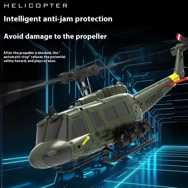 ใหม่ Uh-1 หกช่อง Aileron ฟรี Flying Stunt เฮลิคอปเตอร์รีโมทคอนโทรลไฟฟ้าจําลองเฮลิคอปเตอร์ติดอาวุธของเล่น