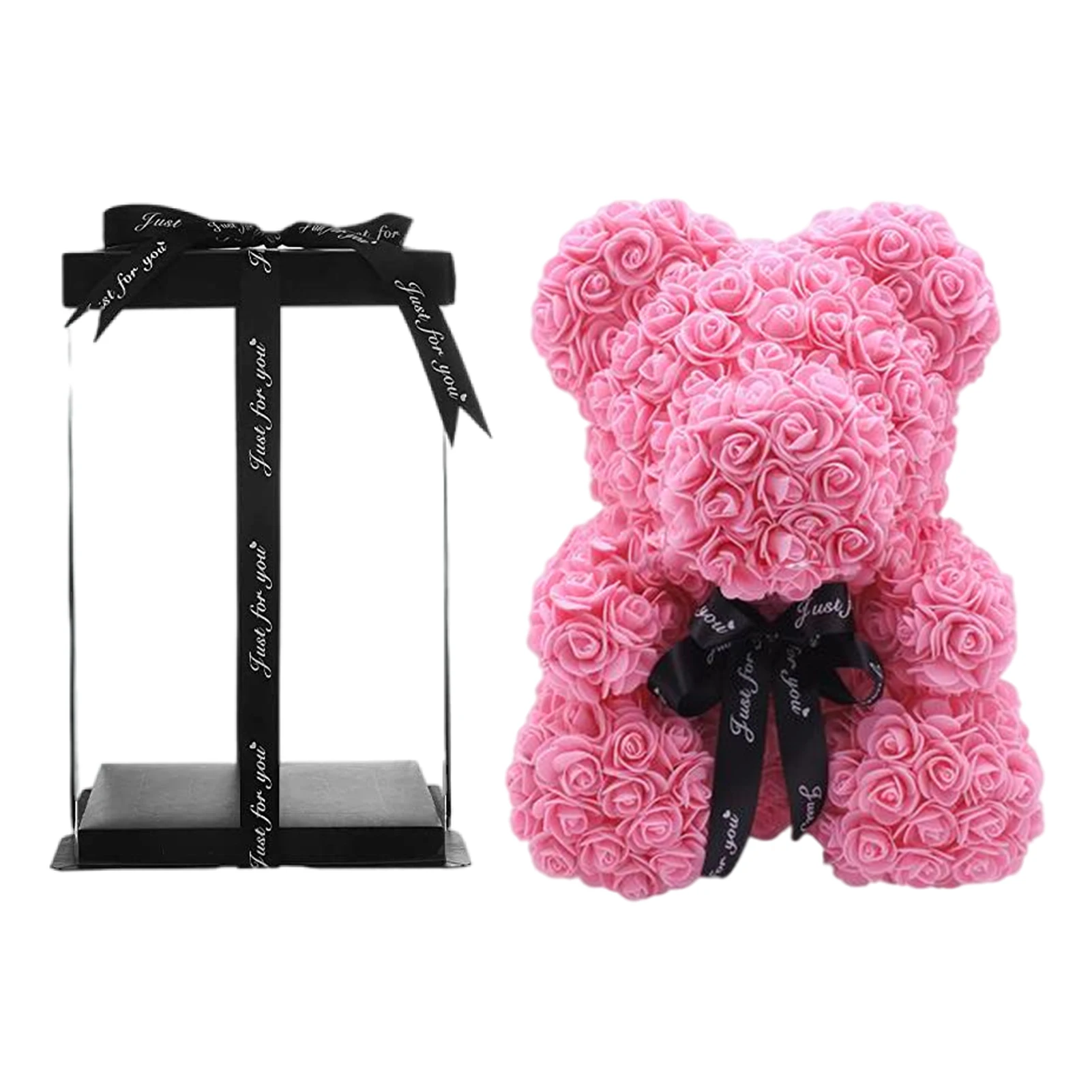 DIY 25 Cm Teddy RoseBear With Box Artificial PE Flower Bear Rose