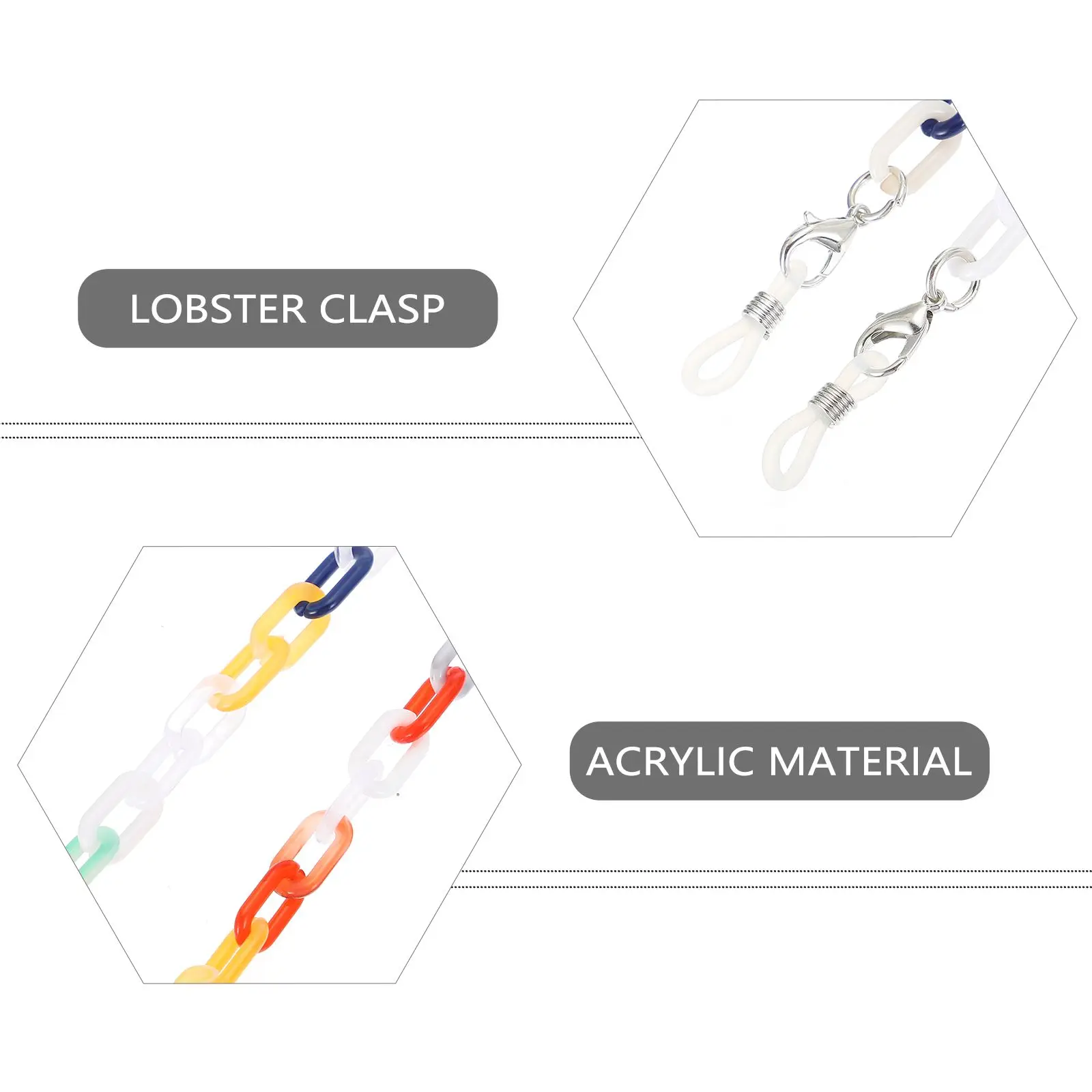 

4pcs Glasses Chain Acrylic Mask Holder Colorful Eyeglasses Lanyard Clips Sunglasses Cord Face Mask Strap Anti Lost Necklace