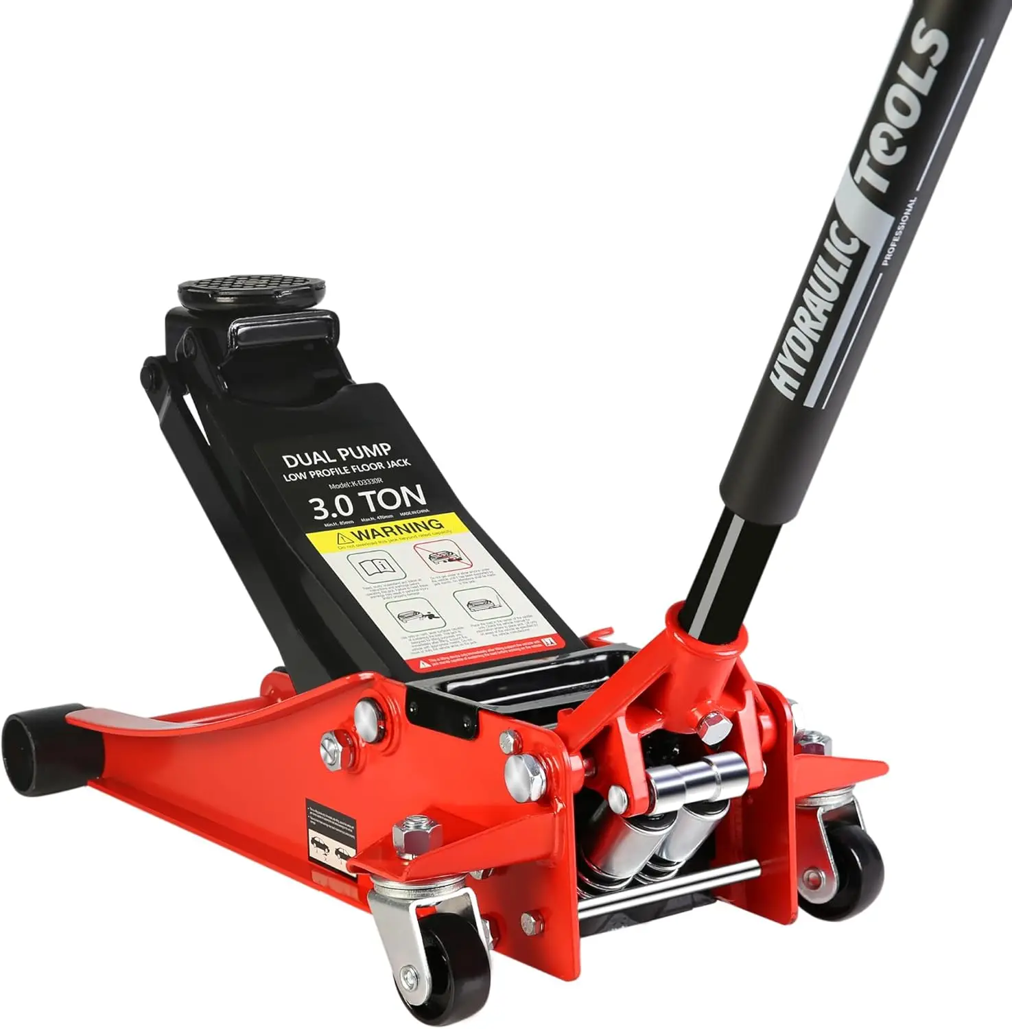 

3 Ton Red Low Profile Trolley Floor Jack, Professional Steel Racing Floor Jack with Dual Pistons Quick Lift Pump,Heavy Duty Hydr