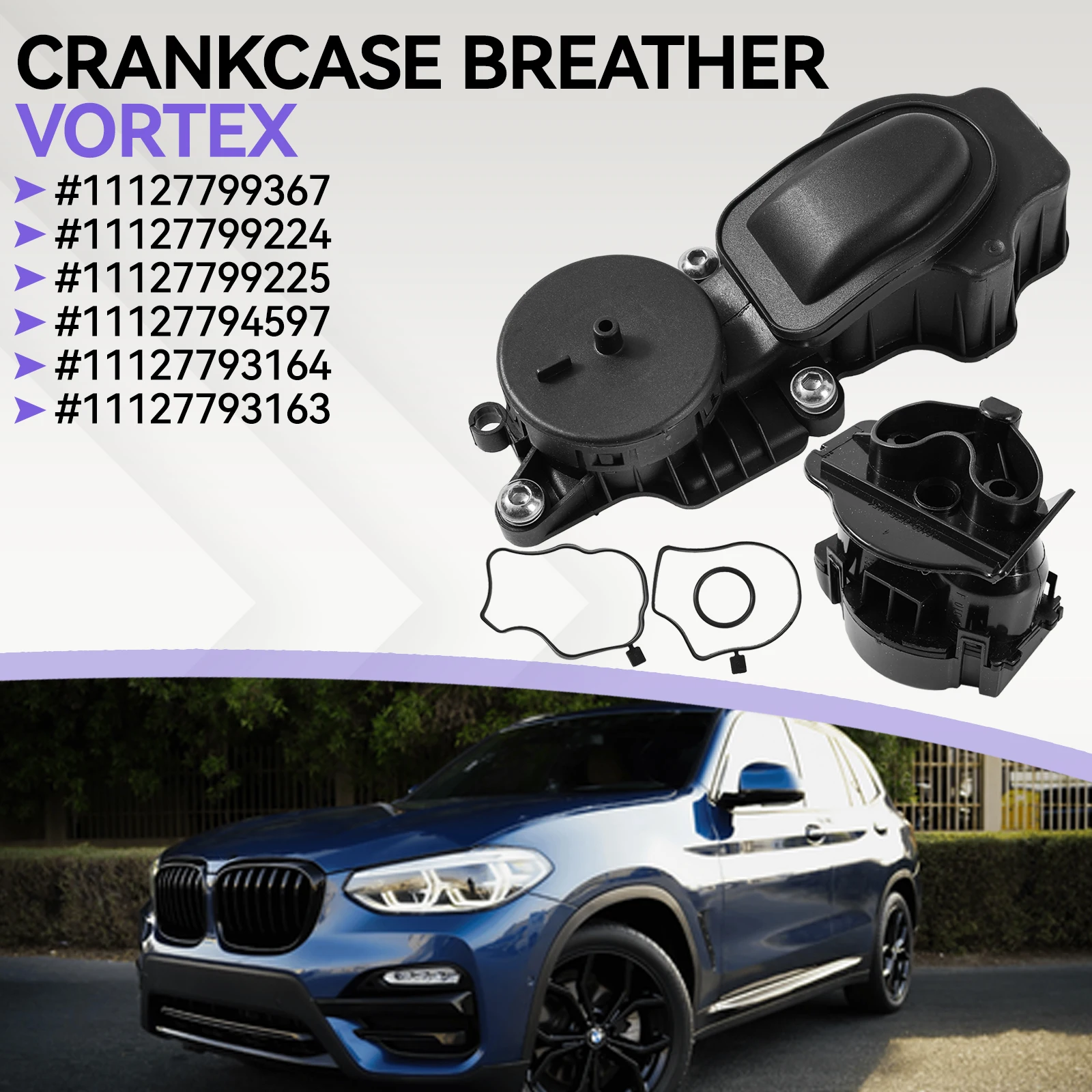 

Car Engine Block Crankcase Oil Breather Valve 11127799225 11127799224 For BMW E46 330d E90 E91 E60 E61 530 7er X3 X5 11127799367