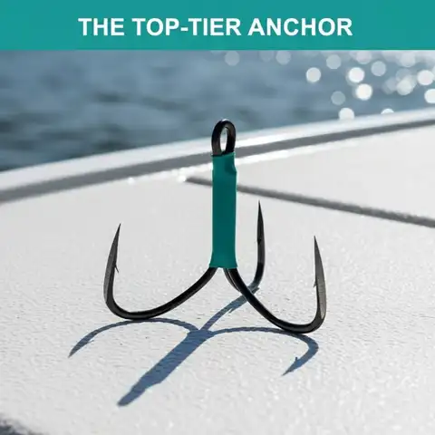 Three Prong Fishing Anchor Hook High Carbon Steel Sharp Tip Anti Slip Shank Ideal for Catching Large Fish Fresh Salt Water