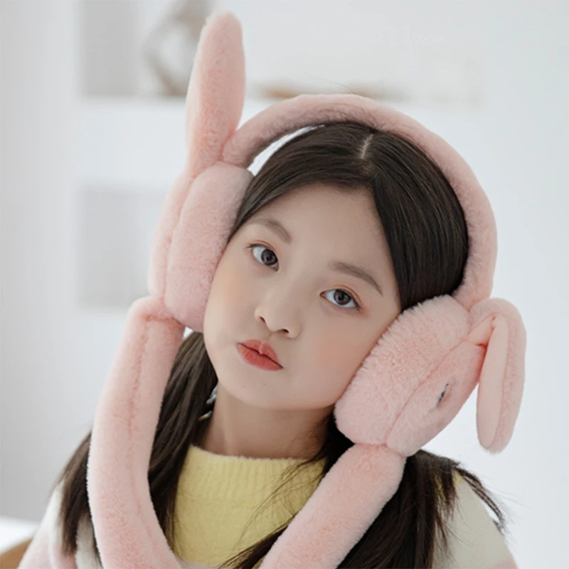 Soft Plush Cartoon Rabbit Ear Warmers Polyester Ear Covers Uses For Cold Weather Cozy Winter Ear Covers Reusable Hand Wash Care