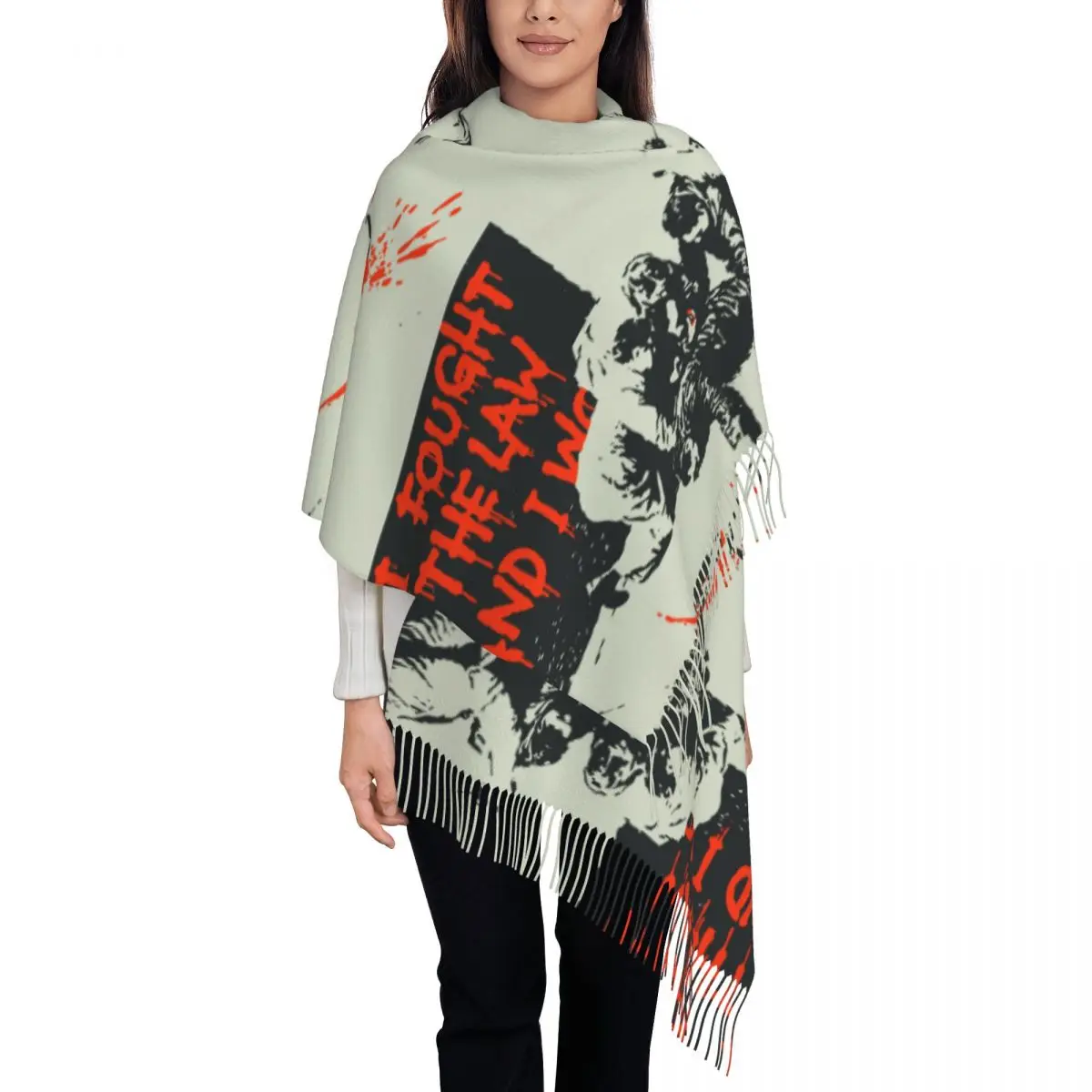 

Banksy Graffiti Street Art Shawl Wrap for Women Winter Warm Large Long Scarf Artist Spray Paint Pashminas Tassel Scarves