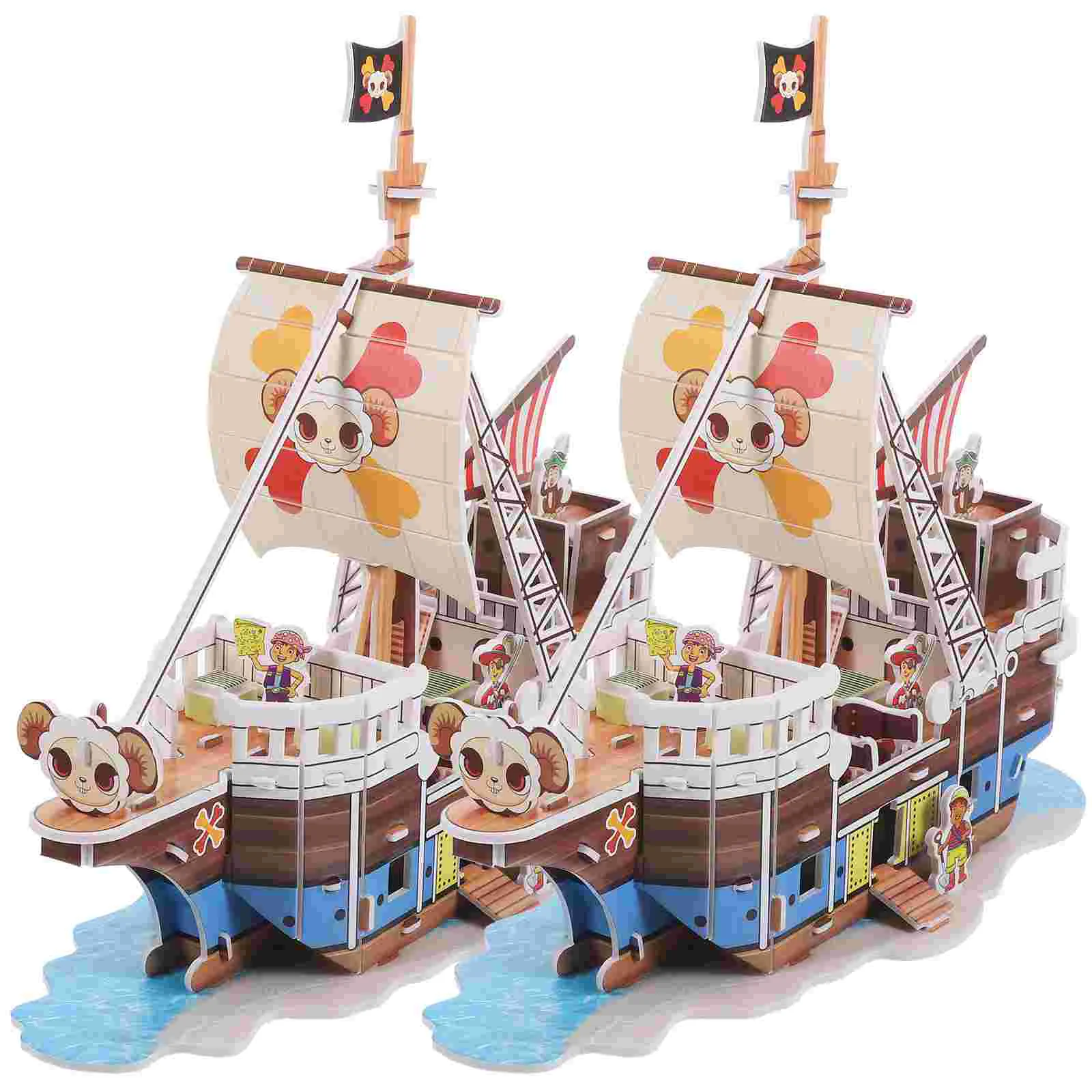 

2 Sets Three-dimensional Pirate Ship Puzzle Child Jigsaw Puzzles for Adults Paper 3d