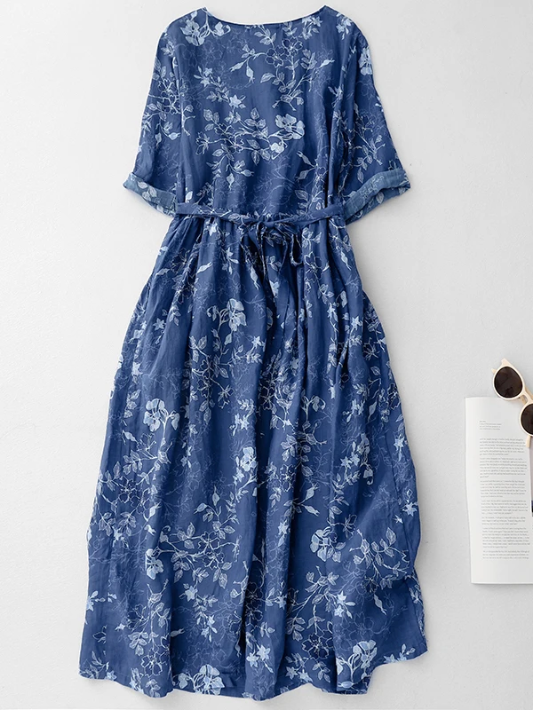 Blue Floral Print Midi Skirt D - Midi Skirt Floral ulasan dan harga