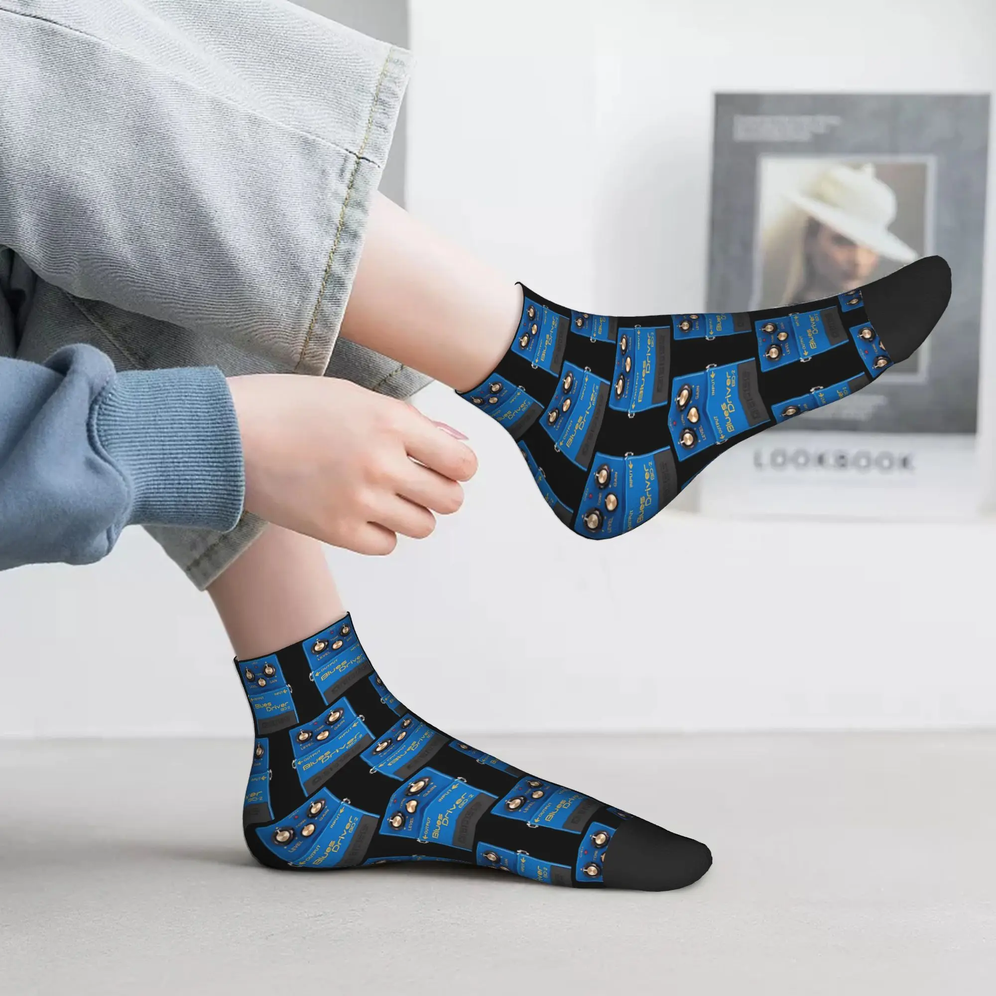 

All Seasons Boss Blues Driver BD-2 Overdrive Bluesbreaker Socks Harajuku High Quality Crew Socks Hip Hop Stockings for Men Women