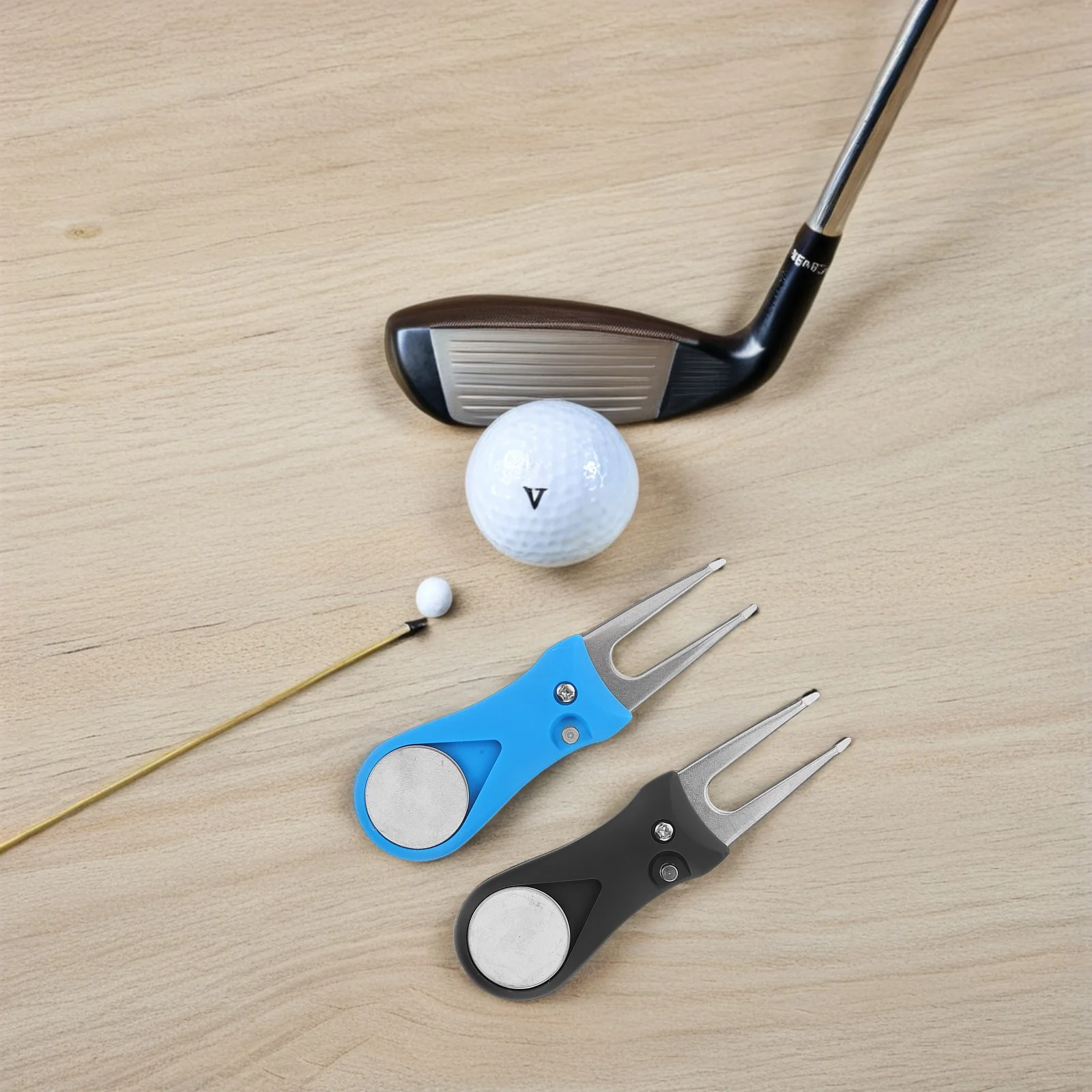 2 قطعة أداة ديفوت معدنية جولف الأخضر إصلاح شوكة الدقة العشب الاختراق تصميم قابل للطي لصيانة علامات الكرة جولف #5