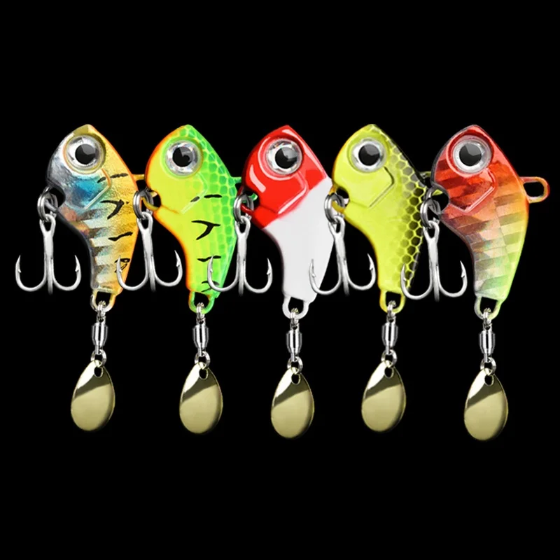 5piece fishing lure kit Metal VIB Artificial Bait Sinking Spinner Spoon Fishing Lures Jigs Fishing Tackle