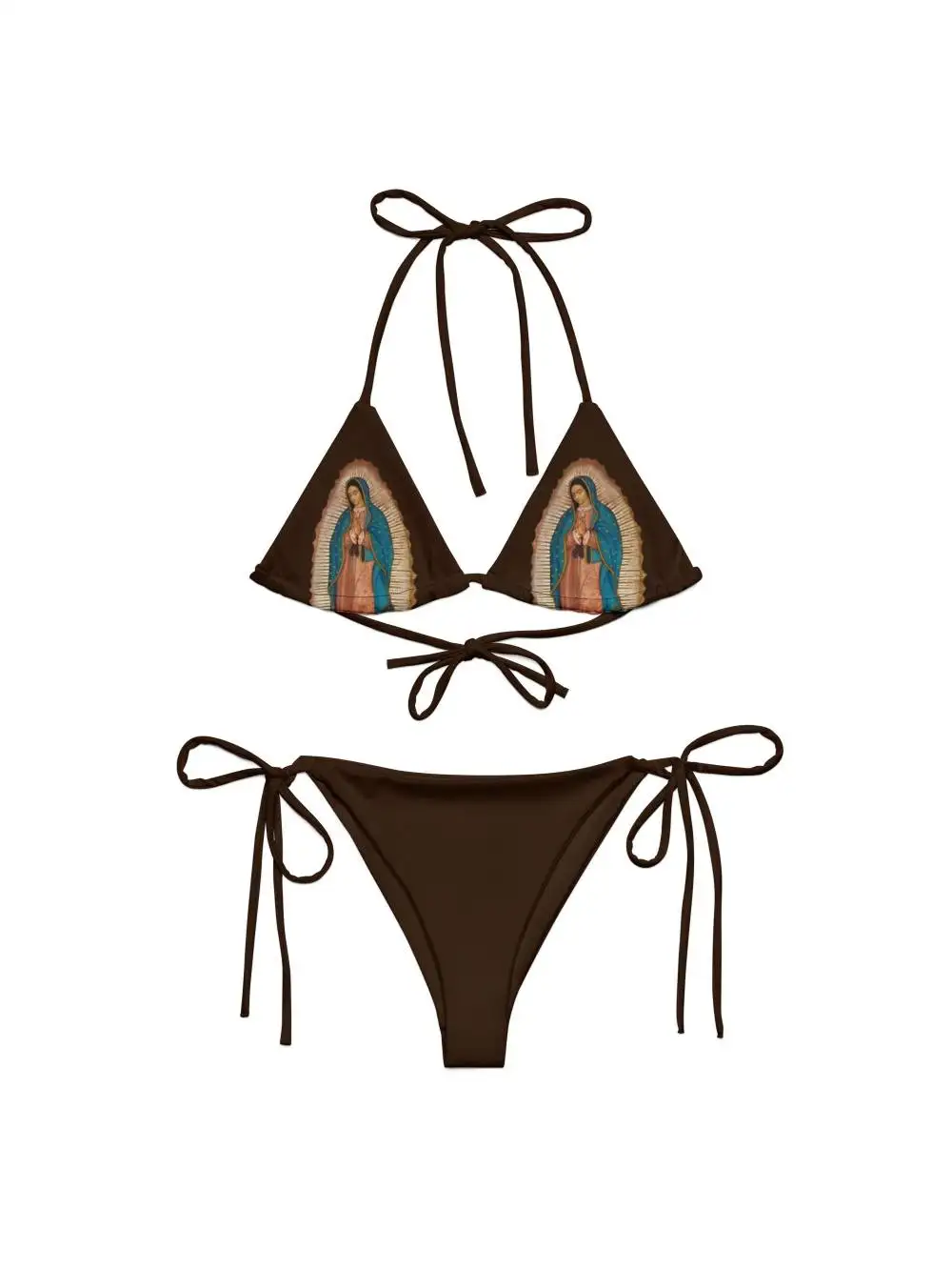 

European and American INS style summer vacation beach neck tie pattern print design sexy bikini