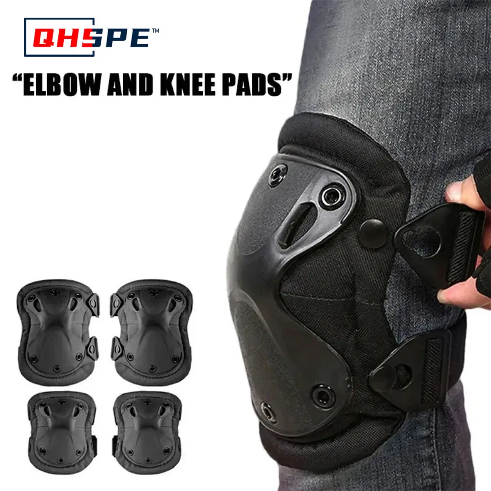 4PCS High Quality EVA Foam Knee Pads Black Green Khaki Adjustable Elbow Pads Sports Protective Gear Mountaineering